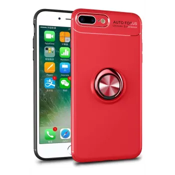 Newface iPhone 7 Plus Kılıf Range Yüzüklü Silikon - Kırmızı