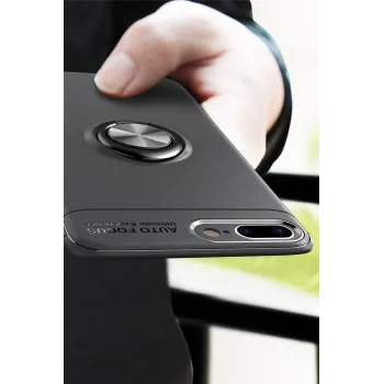 Newface iPhone 7 Plus Kılıf Range Yüzüklü Silikon - Kırmızı