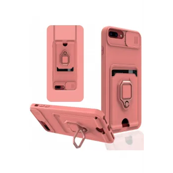 Newface iPhone 7 Plus Kılıf Zuma Kartvizitli Yüzüklü Silikon - Pembe