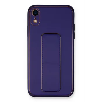 Newface iPhone XR Kılıf Coco Deri Standlı Kapak - Mor