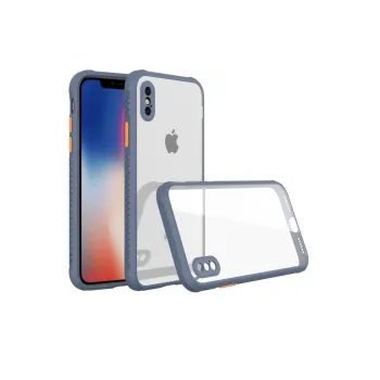 Newface iPhone XS Max Kılıf Miami Şeffaf Silikon - Gri