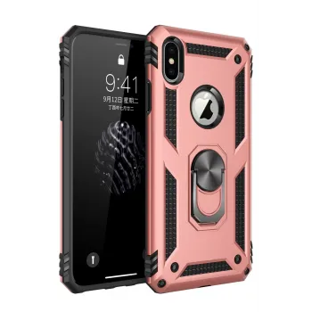 Newface iPhone XS Max Kılıf Sofya Yüzüklü Silikon Kapak - Rose