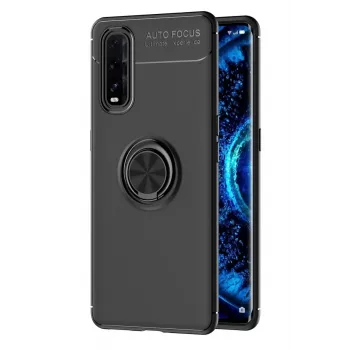 Newface Oppo Find X2 Kılıf Range Yüzüklü Silikon - Siyah