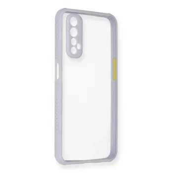Newface Realme 7 Kılıf Miami Şeffaf Silikon - Lila