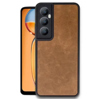 Newface Realme C65 Kılıf Aras Deri Kapak - Taba