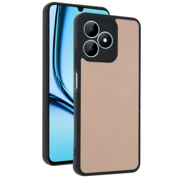 Newface Realme Note 50 4G Kılıf Aras Deri Kapak - Pudra