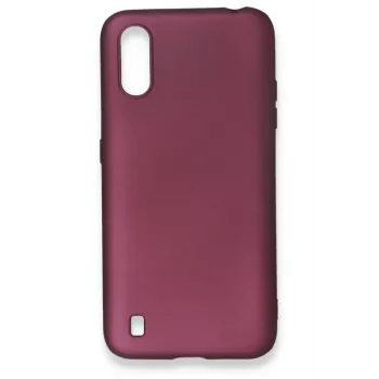 Newface Samsung Galaxy A01 Kılıf First Silikon - Mürdüm