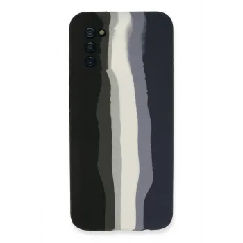 Newface Samsung Galaxy A03S Kılıf Ebruli Lansman Silikon - Siyah-Lacivert