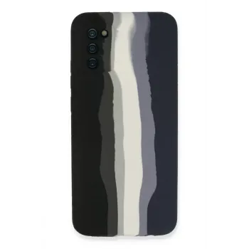 Newface Samsung Galaxy A03S Kılıf Ebruli Lansman Silikon - Siyah-Lacivert