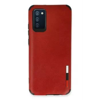 Newface Samsung Galaxy A03S Kılıf Loop Deri Silikon - Kırmızı