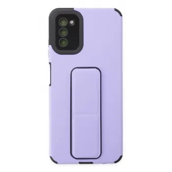 Newface Samsung Galaxy A03S Kılıf Mega Standlı Silikon - Lila