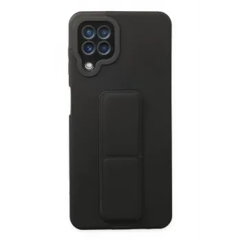 Newface Samsung Galaxy A22 Kılıf Mega Standlı Silikon - Siyah