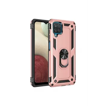Newface Samsung Galaxy A22 Kılıf Sofya Yüzüklü Silikon Kapak - Rose