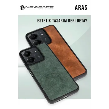 Newface Samsung Galaxy A36 Kılıf Aras Deri Kapak - Taba