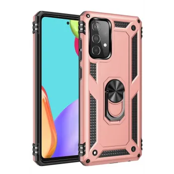 Newface Samsung Galaxy A52 Kılıf Sofya Yüzüklü Silikon Kapak - Rose