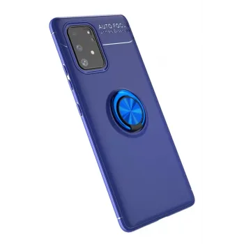 Newface Samsung Galaxy A91 / S10 Lite Kılıf Range Yüzüklü Silikon - Mavi