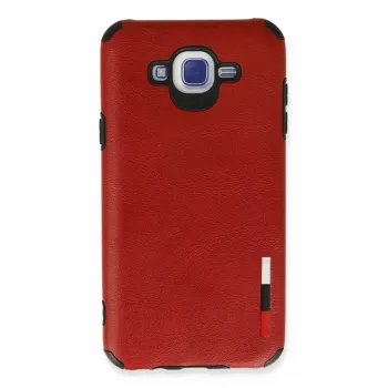 Newface Samsung Galaxy J7 Kılıf Loop Deri Silikon - Kırmızı