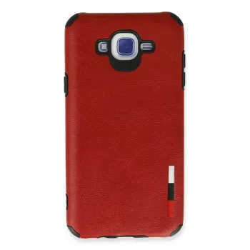 Newface Samsung Galaxy J7 Kılıf Loop Deri Silikon - Kırmızı