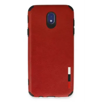 Newface Samsung Galaxy J7 Pro / J730 Kılıf Loop Deri Silikon - Kırmızı