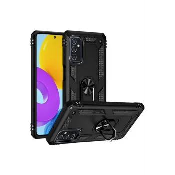Newface Samsung Galaxy M52 5G Kılıf Sofya Yüzüklü Silikon Kapak - Siyah