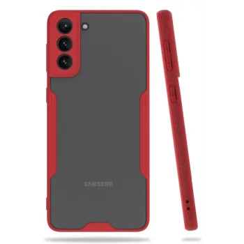 Newface Samsung Galaxy S21 Plus Kılıf Platin Silikon - Kırmızı