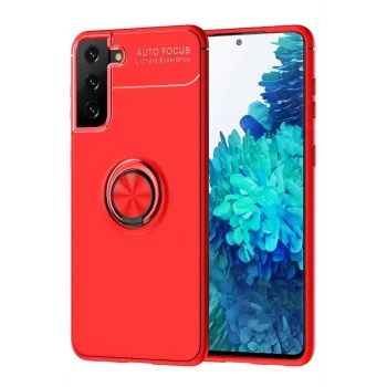Newface Samsung Galaxy S21 Plus Kılıf Range Yüzüklü Silikon - Kırmızı