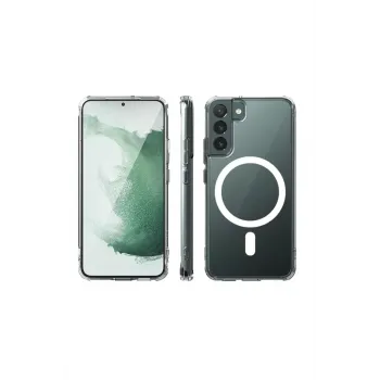 Newface Samsung Galaxy S22 Plus Kılıf Magneticsafe Şeffaf Silikon - Şeffaf