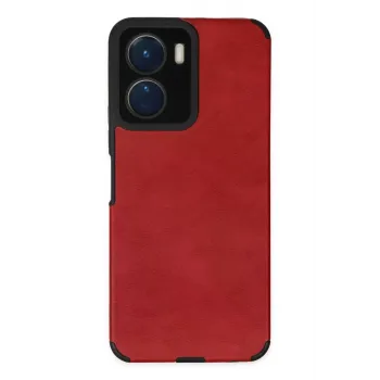 Newface Vivo Y16 Kılıf Loop Deri Silikon - Kırmızı