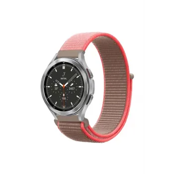 Newface Watch 22mm Hasırlı Cırtcırtlı Kordon - Pembe