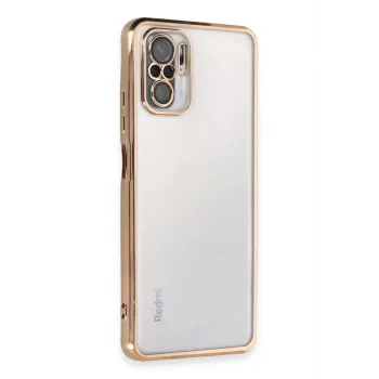 Newface Xiaomi Redmi Note 10 Kılıf Razer Lensli Silikon - Gold