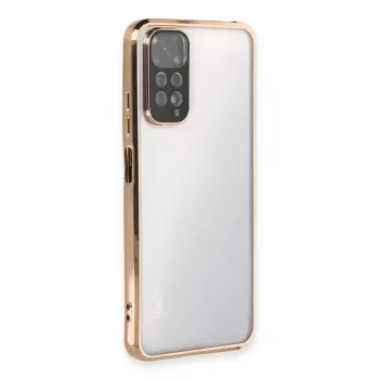 Newface Xiaomi Redmi Note 11 Kılıf Razer Lensli Silikon - Gold