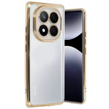 Newface Xiaomi Redmi Note 14 Pro Plus Kılıf Razer Lensli Silikon - Gold
