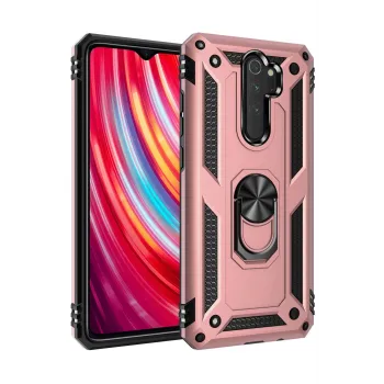 Newface Xiaomi Redmi Note 8 Pro Kılıf Sofya Yüzüklü Silikon Kapak - Rose