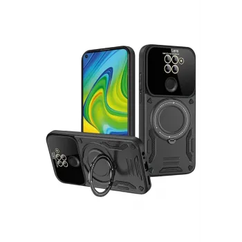 Newface Xiaomi Redmi Note 9 Joy Lens Standlı Kapak - Siyah
