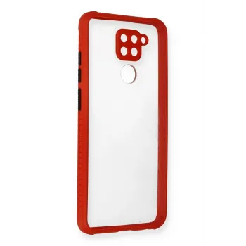 Newface Xiaomi Redmi Note 9 Kılıf Miami Şeffaf Silikon - Kırmızı