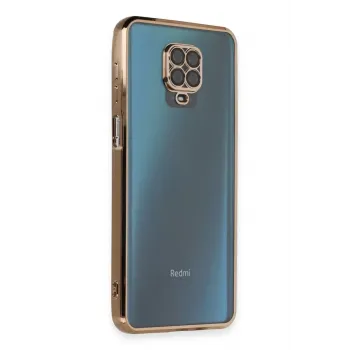 Newface Xiaomi Redmi Note 9 Pro Kılıf Razer Lensli Silikon - Gold