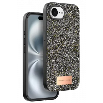 Onegif Apple iPhone 16E Bright Simli Kapak - Gümüş