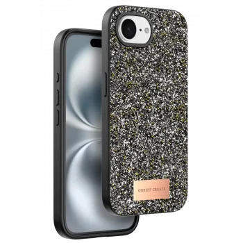 Onegif Apple iPhone 16E Bright Simli Kapak - Gümüş