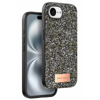 Onegif Apple iPhone 16E Bright Simli Kapak - Gümüş