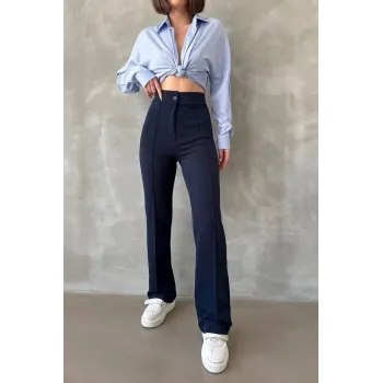 Önü cumalı ithal krep pantolon