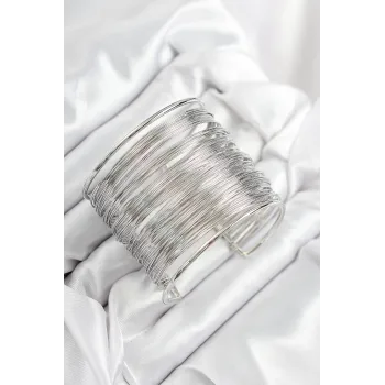 Pirinç Tel Sarma Model Gümüş Renk Kadın Bileklilk