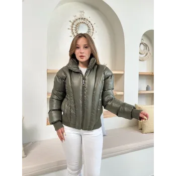 Puffer kısa mont haki st25534