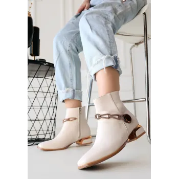 Roxani Bej Cilt Topuklu Bot