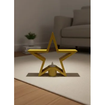 Sarı Yıldız Mumluk Modern Salon ve Raf Dekoru