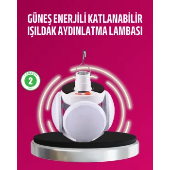 Solar ve USB Şarjlı Su Geçirmez Katlanabilir LED Lamba