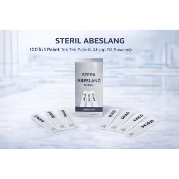 Steril Abeslang 100lü 1 Paket Tek Tek Paketli Ahşap Dil Basacağı Medikal Spatula