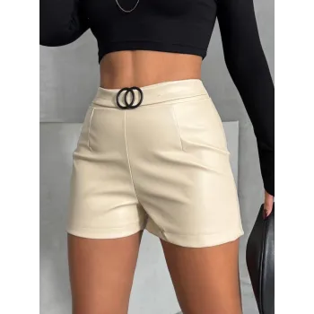 Tokalı deri şort h24444