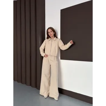 Trenç takım alt üst bej ons