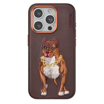 Venco iPhone 15 Pro Perma Desenli Kapak - Kahverengi