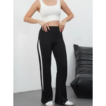 Yandan katlamalı pantolon siyah